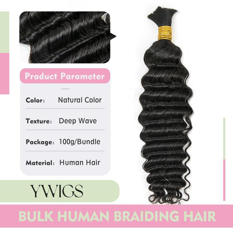 [YWIGS] Bulk Human Hair for Braiding Budget Virgin 100%Human Hair No Wefted Natural Color 100%Human Hair Body Wave Water Wave Deep Wave Loose Wave