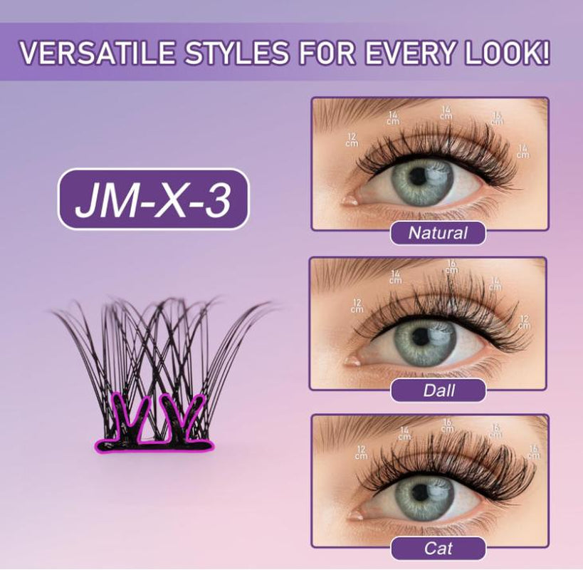 Jomay Self Adhesive Eyelashes Extension Kit 48 PCS Self Adhesive Lashes D Curl Glueless Lashes 10-16 Mixed No Glue Eyelashes X03 Press on Lashes No Glue Lashes Self-Adhesive Eyelashes(X03-10-16Mix)