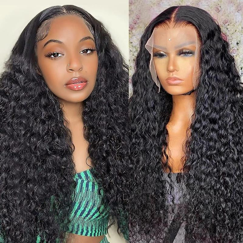 Water Wave 13X4 Lace Front Wigs 100% Human Hair Pre Plucked 180% Density Brazilian Wet and Wavy Human Hair Wigs for Women Water Curly Lace Frontal Wigs Human Hair Natural Color