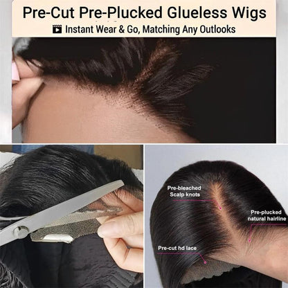 Wear and Go Glueless Wigs Human Hair Pre Plucked Pre Cut Straight Brazilian Lace Front Wigs Human Hair 5X5 Hd Lace Front Human Hair Wigs for Black Women Glueless Wig 200 Density