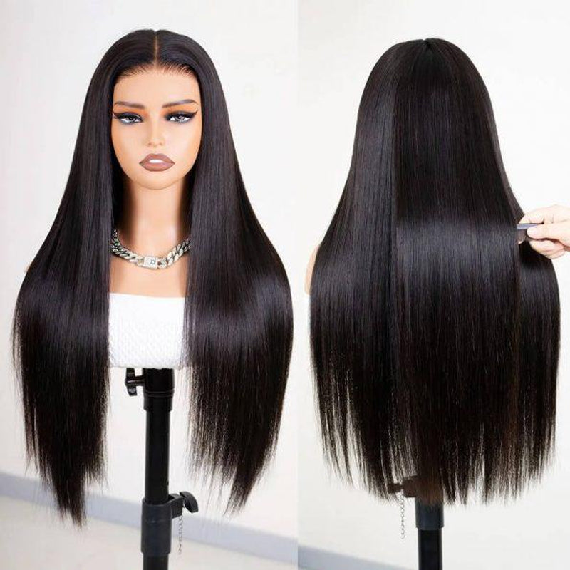 Amella 13X4 Pre-Everything Glueless Wigs Human Hair 220% Density Pre Plucked Pre Cut 12A Straight Human Hair Lace Frontal Wigs for Women Bleached Tiny Konts Closure Wigs Human Hair