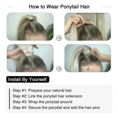 SUYYA Ponytail Extension Human Hair Wrap around Clip in Hair Piece Human Hair Ponytail Extension Straight Ponytail Human Hair