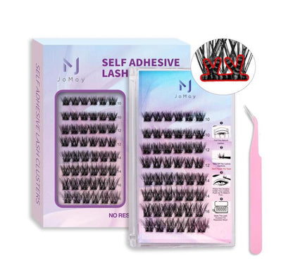 Jomay Self Adhesive Eyelashes Extension Kit 48 PCS Self Adhesive Lashes D Curl Glueless Lashes 10-16 Mixed No Glue Eyelashes X03 Press on Lashes No Glue Lashes Self-Adhesive Eyelashes(X03-10-16Mix)