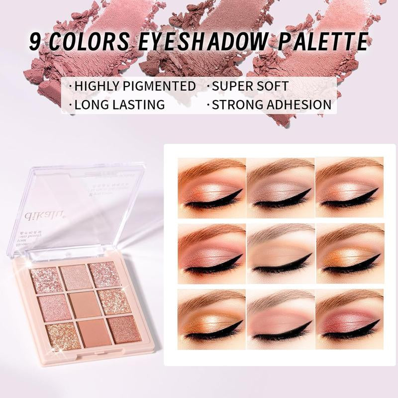 Makeup Set Kit for Women Girls Teens, Makeup Present Set, Includes 9 Color Eyeshadow, Counter Stick, Foundation, Eyebrow Pencil, Eyeliner, Mascara, Lip Gloss, 5Pcs Brushes, Sponge