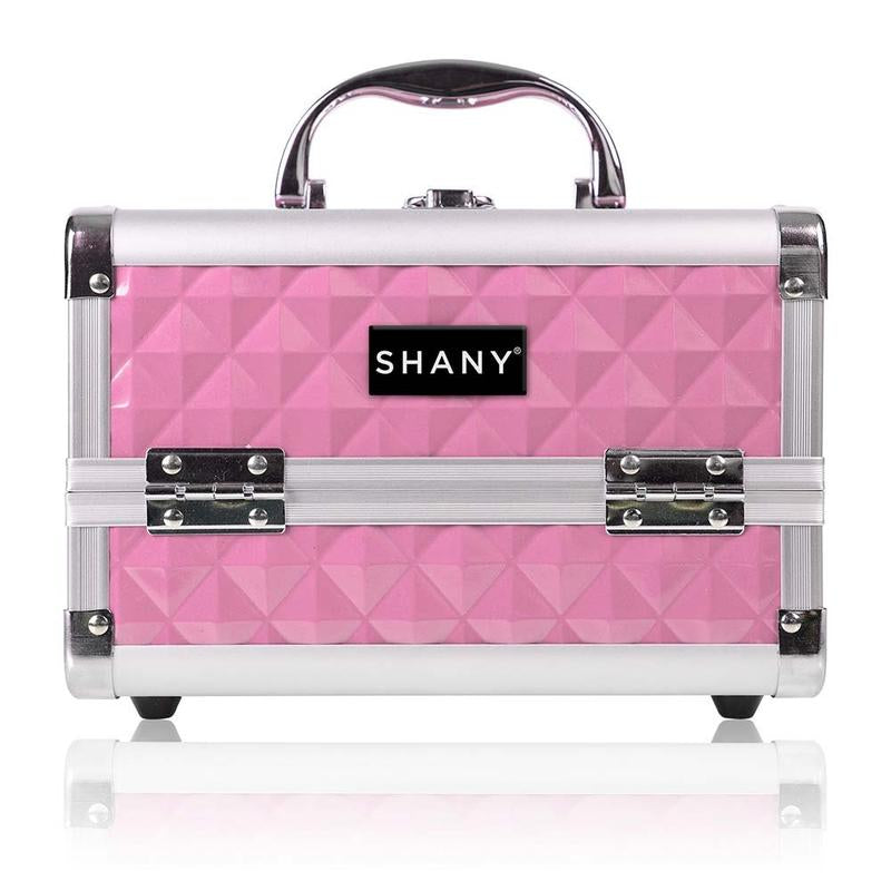 SHANY Chic Makeup Train Case Cosmetic Box Portable Makeup Case Cosmetics Beauty Organizer Jewelry Storage with Locks, Multi Trays Makeup Storage Box with Makeup Mirror - Polite PINK