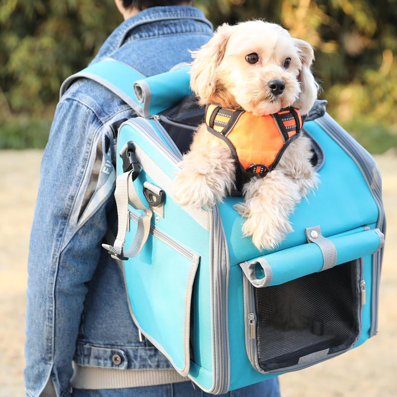 Dog Basket for Bike - 4-In-1 Pet Carrier Backpack & Puppy Car Seat for Hiking, Biking, Camping - Soft, Expandable, Collapsible - Scooter E-Bike Bicycle Carrier Cats, Small to Medium Pups