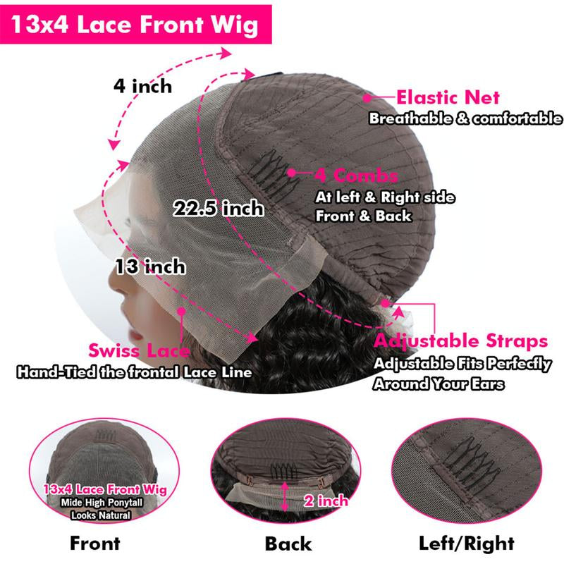 ALIGLOSSY Deep Wave Lace Front Wigs Human Hair Wigs for Women 13X4 HD Transparent Deep Curly Lace Front Wig Human Hair 180% Density Lace Frontal Wigs Human Hair Pre Plucked with Baby Hair