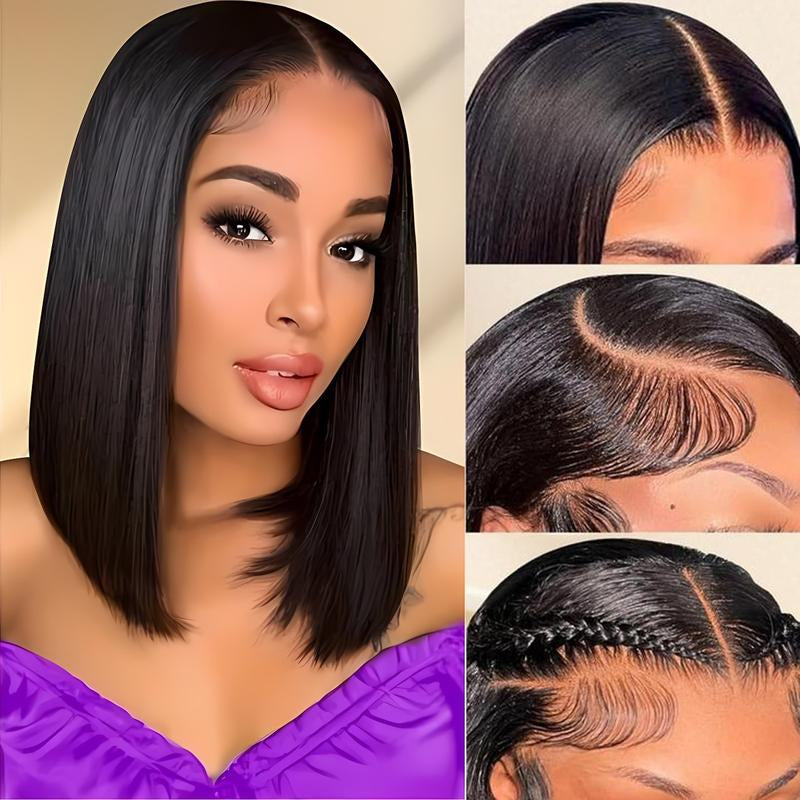 Bob Wig Human Hair 13X4 Lace Frontal Wig Human Hair 180% Density Pre Plucked with Baby Hair Straight Bob Wigs for Women