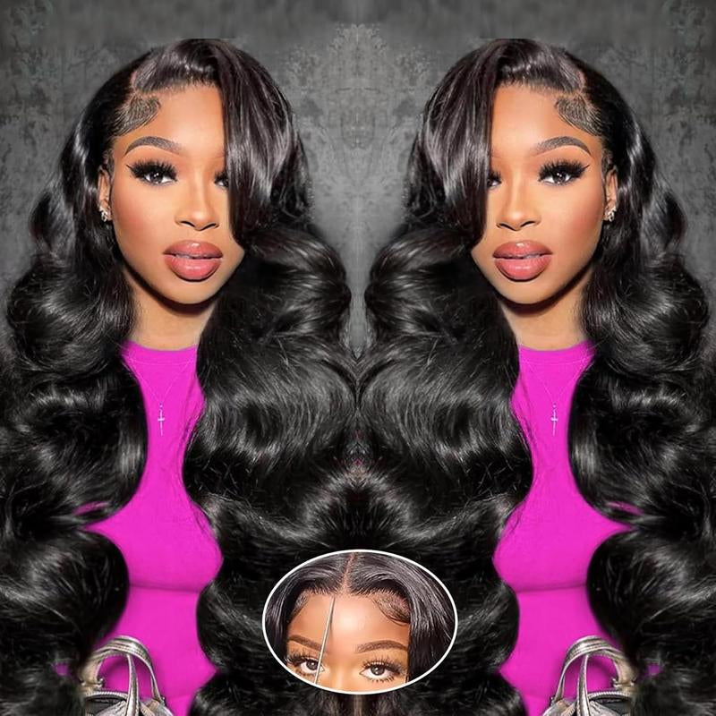 Glueless Wigs Human Hair Pre Plucked Pre Cut 5X5 HD Lace Closure Wigs Human Hair 26 Inch Wear and Go Body Wave Lace Front Wigs Human Hair for Black Women 180 Density Natural Black