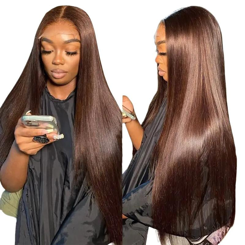 Lumiere #4 Brown Lace Front Wigs Human Hair 180 Density Straight / Body Wave 4X4 Lace Closure Human Hair Wigs Pre Plucked Hairline