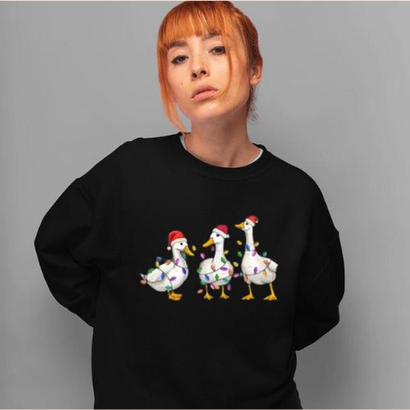 Christmas Duck Sweatshirt, Christmas Duck T-Shirt, Christmas Gift, Funny Christmas Duck Hoodie, Christmas Lights, Christmas Crewneck, Christmas Gift T-Shirt