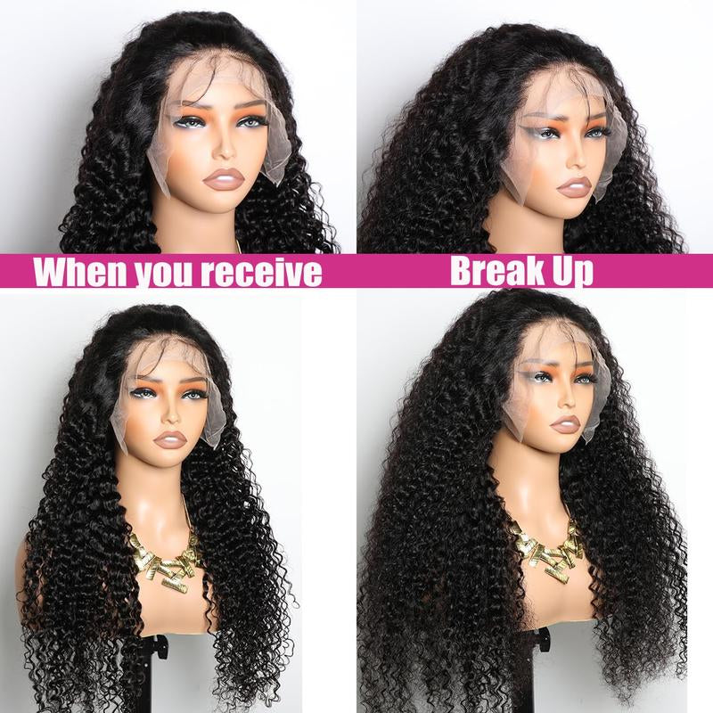 Vipbeauty Full 13X4 Water Wave Lace Frontal Wigs Human Hair 180% Density 12A HD Transparent Deep Wave Lace Frontal Wig Pre Plucked 12A Brazilian Wet and Wavy Virgin Human Hair Wigs for Women