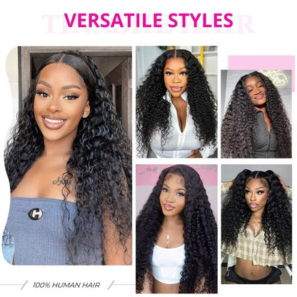 13X6 Deep Wave HD Lace Front Wigs Human Hair Pre Plucked 180% Density Curly Human Hair Wig