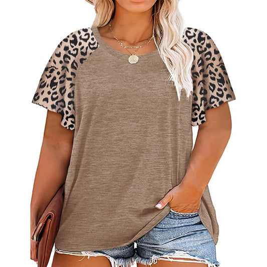 Womens plus Size Tops Floral Bell Sleeves Blouses Summer O Neck Tunic Tees Loose Casual T Shirts