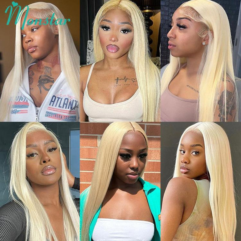 613 Blonde Bundles Human Hair 613 Straight Human Hair Bundles 12A Grade 100% Unprocessed Brazilian Virgin Human Hair 1 Bundle Blonde Hair Weave Bundles 3.5Oz/Bundle 18 Inch