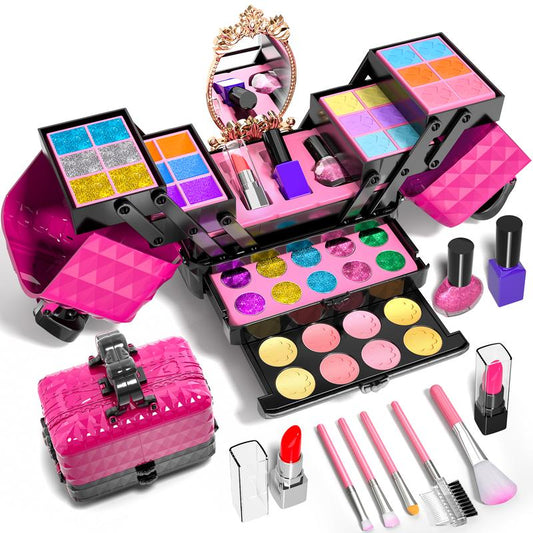 Makeup Kit 52 Pcs Pretend Makeup, Washable Make Up, Pretend Play Toy Makeup Set Birthday