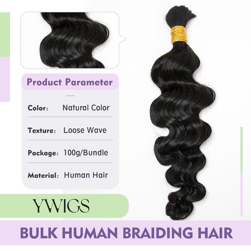 [YWIGS] Bulk Human Hair for Braiding Budget Virgin 100%Human Hair No Wefted Natural Color 100%Human Hair Body Wave Water Wave Deep Wave Loose Wave