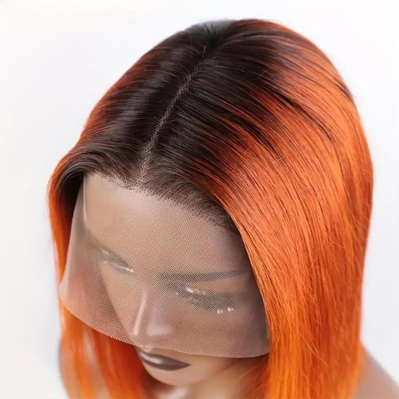 YMSGIRL 1B/350 Color Straight 13X4 Lace Frontal Bob Wig Short Human Hair Wigs 180% Density - Premium Hair Net Durable Natural Look