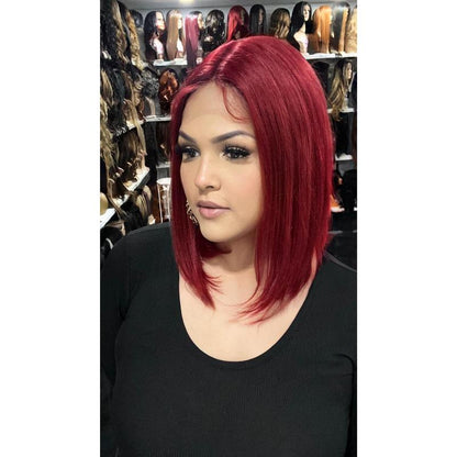 #30 Carrie - 100% Human Hair Wig - RED 12In