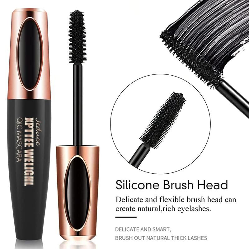 4D Silk Fiber Lash Mascara Extension Voluminous Fiber Mascara Waterproof & Smudge-Proof Mascara Long-Lasting No Flaking Natural No Clumping,All Day Exquisitely Full