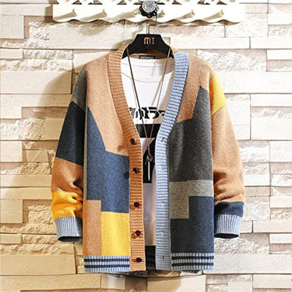 Cardigan Sweater for Men Knitted Long Sleeve Sweaters with Buttons