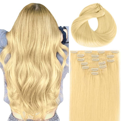 Clip in Hair Extensions Human Hair Silky Straight Remy Human Hair Clip in Extensions Thick 7 Pieces Natural Real Human Hair Extensions Clip Ins for Women Girls