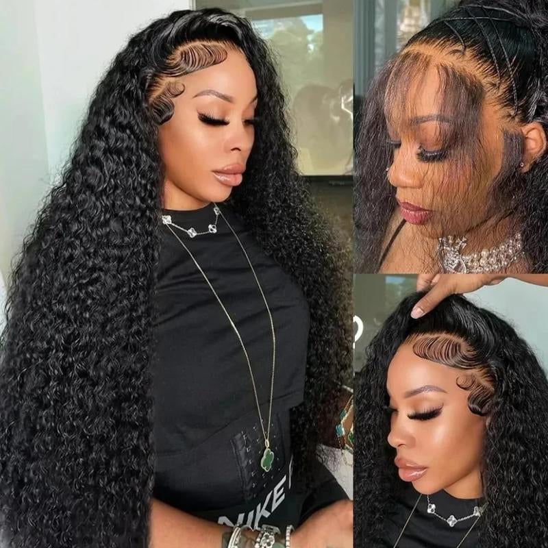 Vipbeauty Full 13X4 Water Wave Lace Frontal Wigs Human Hair 180% Density 12A HD Transparent Deep Wave Lace Frontal Wig Pre Plucked 12A Brazilian Wet and Wavy Virgin Human Hair Wigs for Women