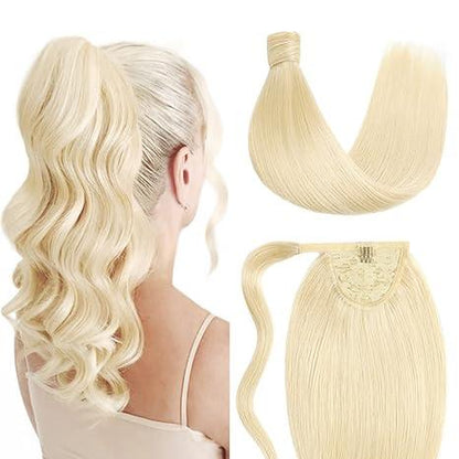 SUYYA Ponytail Extension Human Hair Wrap around Clip in Hair Piece Human Hair Ponytail Extension Straight Ponytail Human Hair