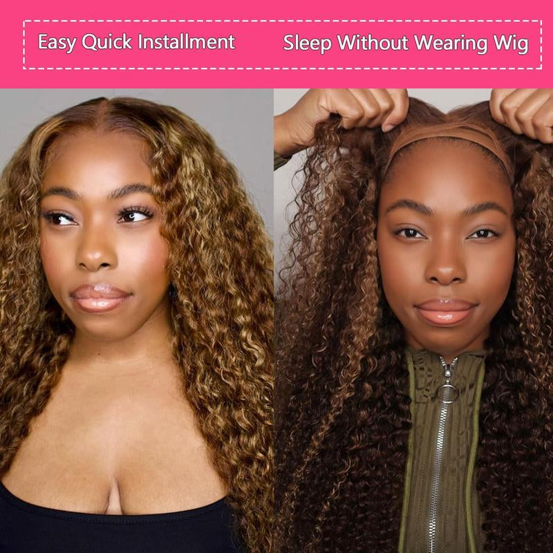 5X5 Wear and Go Glueless Wigs Human Hair Pre Plucked Pre Cut Highlight Blonde Water Wave Lace Front Wigs Human Hair HD Lace Closure Ombre Wig Human Hair Curly Lace Closure Human Hair Wig 22 Inch