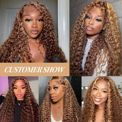 Highlight Wig Human Hair 13X6 HD Lace Deep Wave Frontal Wig 13X4 Curly Lace Front Human Hair Wigs for Black Women Brazilian Wigs