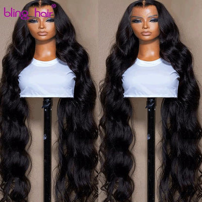 Bling Hair 13X4 13X6 Body Wave Lace Front Human Hair Wigs Brazilian Transparent Lace Frontal Wig Pre Plucked Human Hair 180% Density for Women 30 Inch