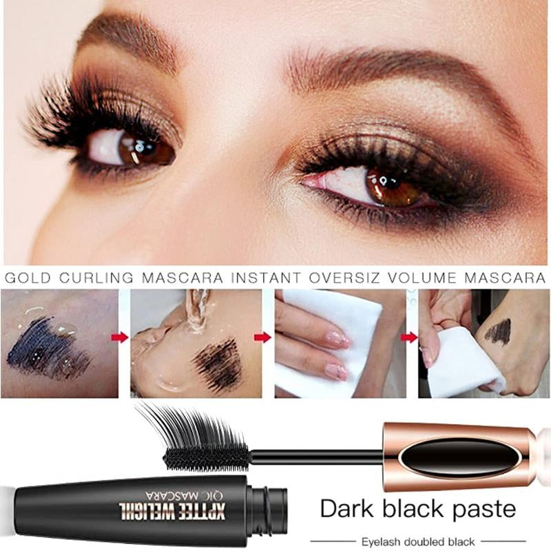 4D Silk Fiber Lash Mascara Extension Voluminous Fiber Mascara Waterproof & Smudge-Proof Mascara Long-Lasting No Flaking Natural No Clumping,All Day Exquisitely Full