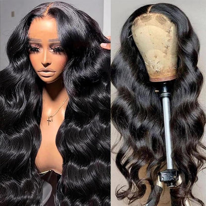 Glueless Wigs Human Hair Pre Plucked Pre Cut 5X5 HD Lace Closure Wigs Human Hair 26 Inch Wear and Go Body Wave Lace Front Wigs Human Hair for Black Women 180 Density Natural Black