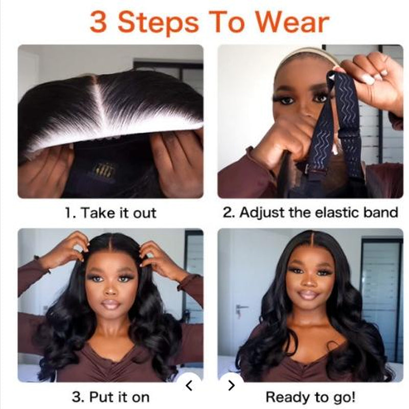 Ready and Go Wig-Glue Less Body Wave Pre-Cut Lace Closure Human Hair Wigs Beginner Friendly