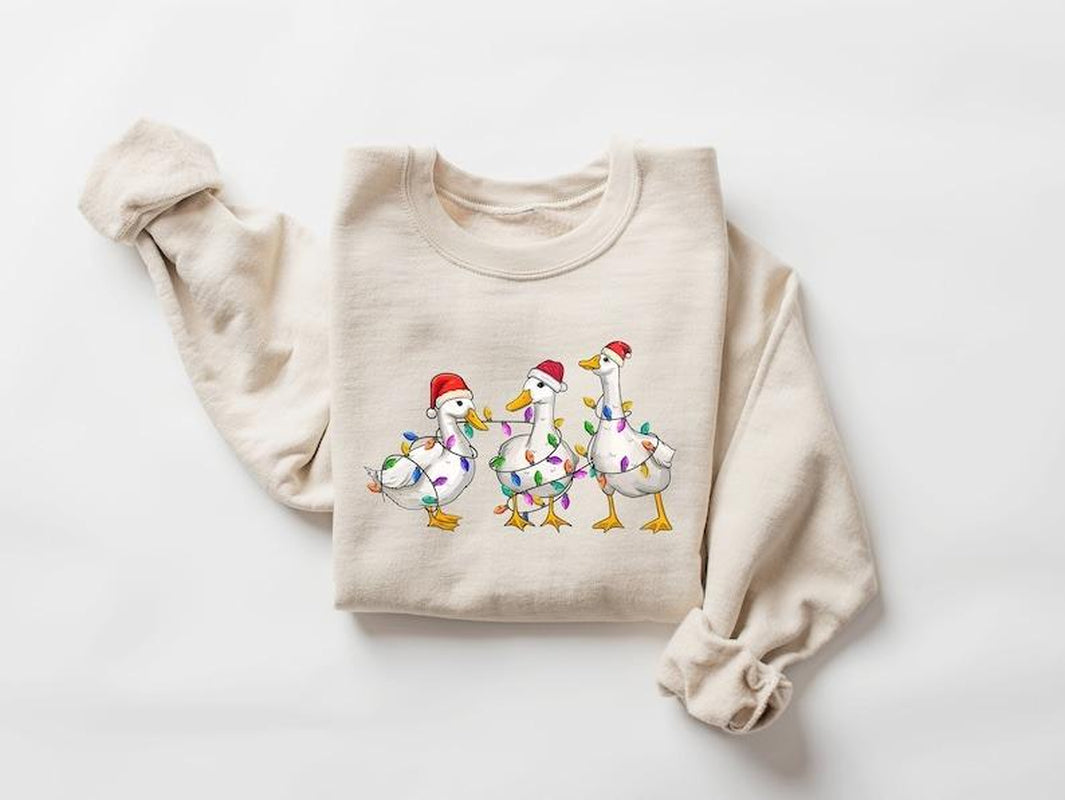 Christmas Duck Sweatshirt, Christmas Duck T-Shirt, Christmas Gift, Funny Christmas Duck Hoodie, Christmas Lights, Christmas Crewneck, Christmas Gift T-Shirt