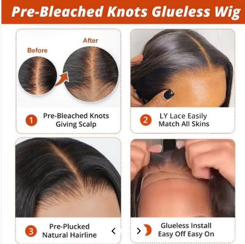 Ready and Go Wig-Glue Less Body Wave Pre-Cut Lace Closure Human Hair Wigs Beginner Friendly