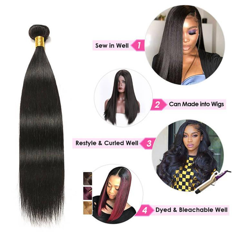 Hairvilla 3Pcs Straight 10A Brazilian Human Hair Bundles