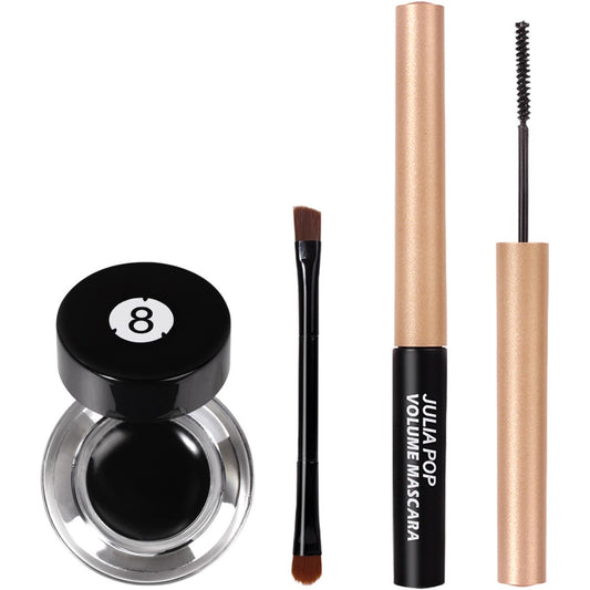 Waterproof Curl Long Lasting Not Easy To Dye Black Brown Mascara Eyeliner Set Combination