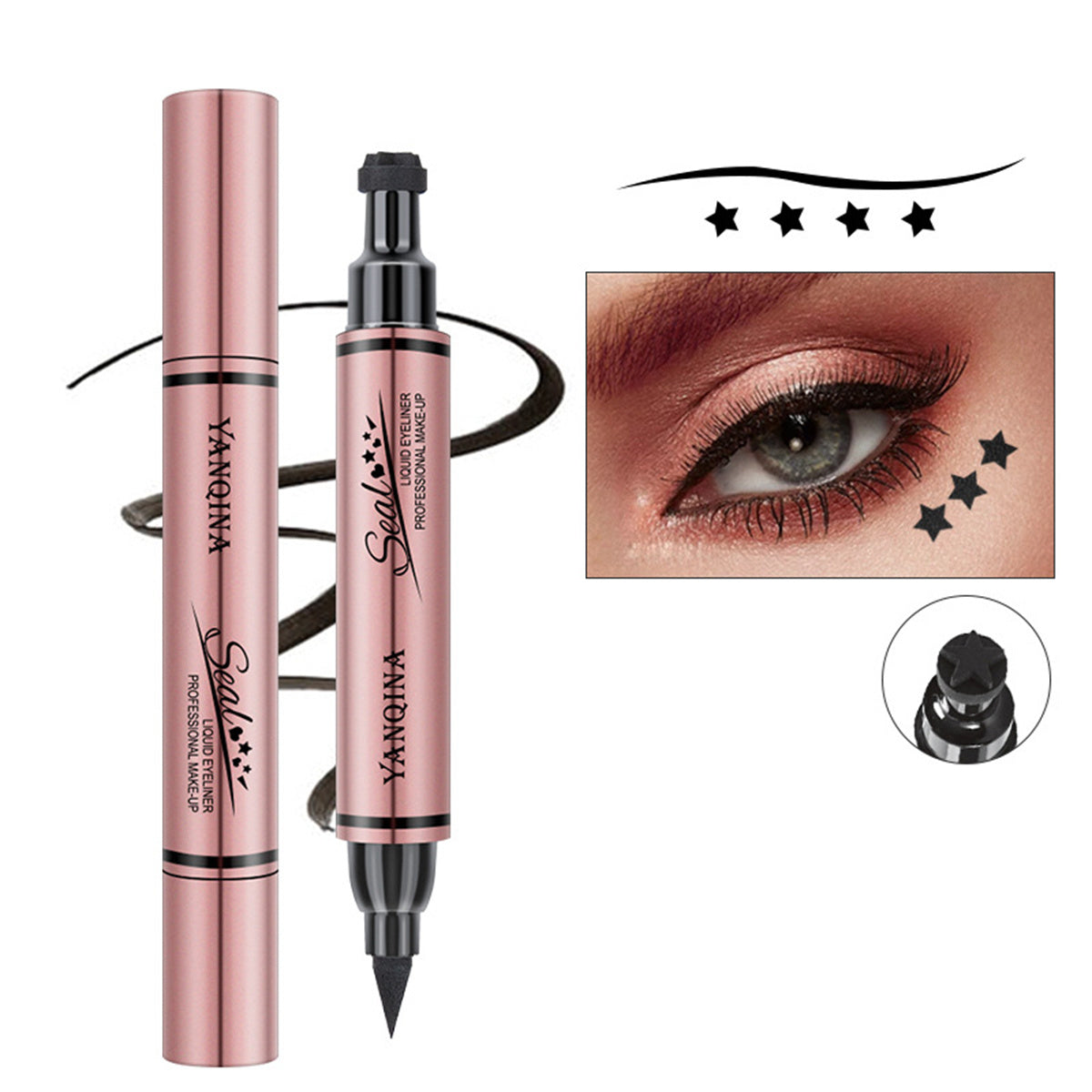 Stamp Pattern Double End Liquid Eyeliner for Perfect Wing Cat Eyes Stamp Eyeliner