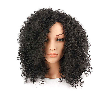 Women Fashion African Black Short Curly Wavy Hair Heat Resistant Wig Hairpiece