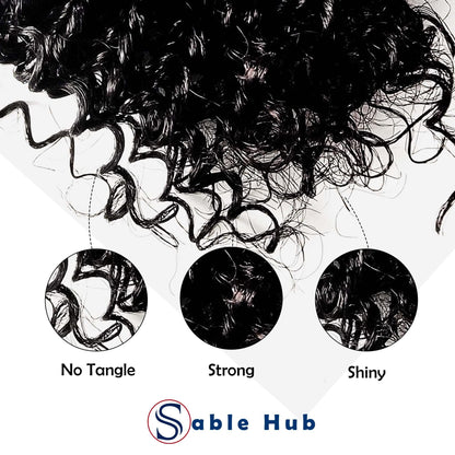 Sable Hub Kinky Curly Women Hair Bundle | 100% Unprocessed 10A Brazilian Virgin Kinky Curly Bundle, 150% Density Hair Extension, Natural Human Hair