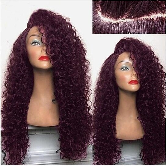 Wig Synthetic Fiber Lace Front Wig Kinky Curly L Part Heat Resistant Wigs with Cap Replacement Natural Black Wig For Women