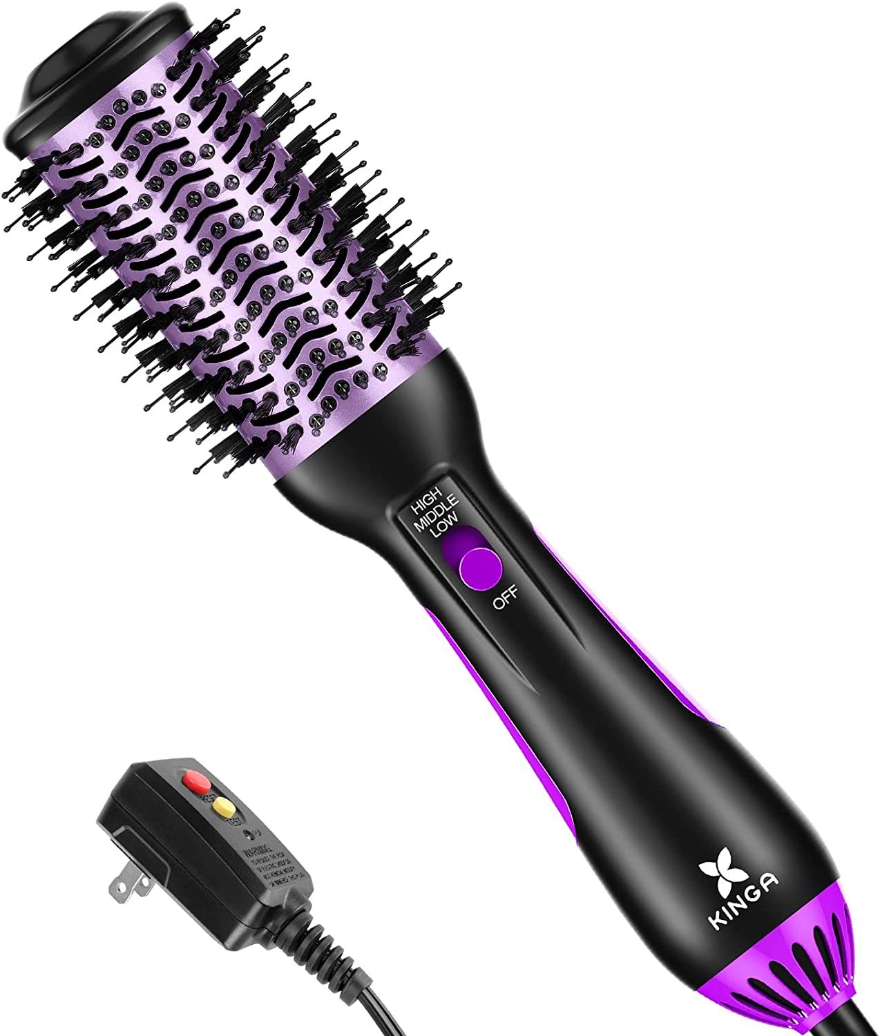 Kinga Hair Dryer Brush Blow Dryer Brush in One Professional 5 in 1 One Step Hot Air Brush Hoot Tools Blowout Brush Hair Dryer and Volumizer 1 Pack (Purple)