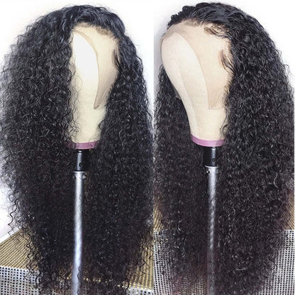 Deep Wave Frontal Wig Brazilian Kinky Curly Human Hair Wigs For Women
