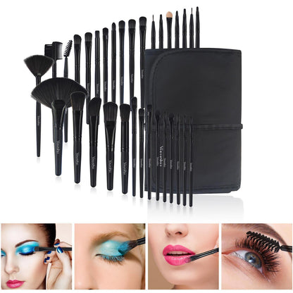 32 professional makeup brush set; facial eye shadow eyeliner foundation blush lip powder liquid cream blending brush (black)