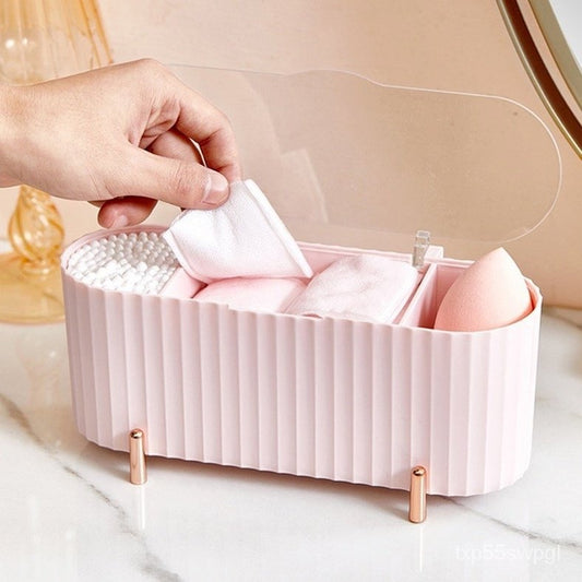 Desktop Makeup Cotton Storage Box dustproof Cotton Swabs Makeup Remover Pads Powder Puff Organizer Case With C