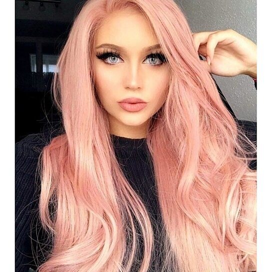 Orange Pink Lace Wig Mixed Color Glueless Long Natural Wavy Middle Part Synthetic Lace Front Wigs For Women Half Hand Tied Heat Resistant