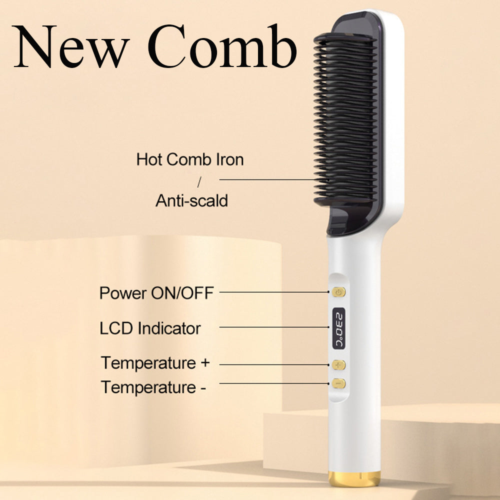 New Comb Hair Straightener Brush PTC Fast Heating Anti-Scald Electric Curly and Straight Perfect for Professional Salon at Home