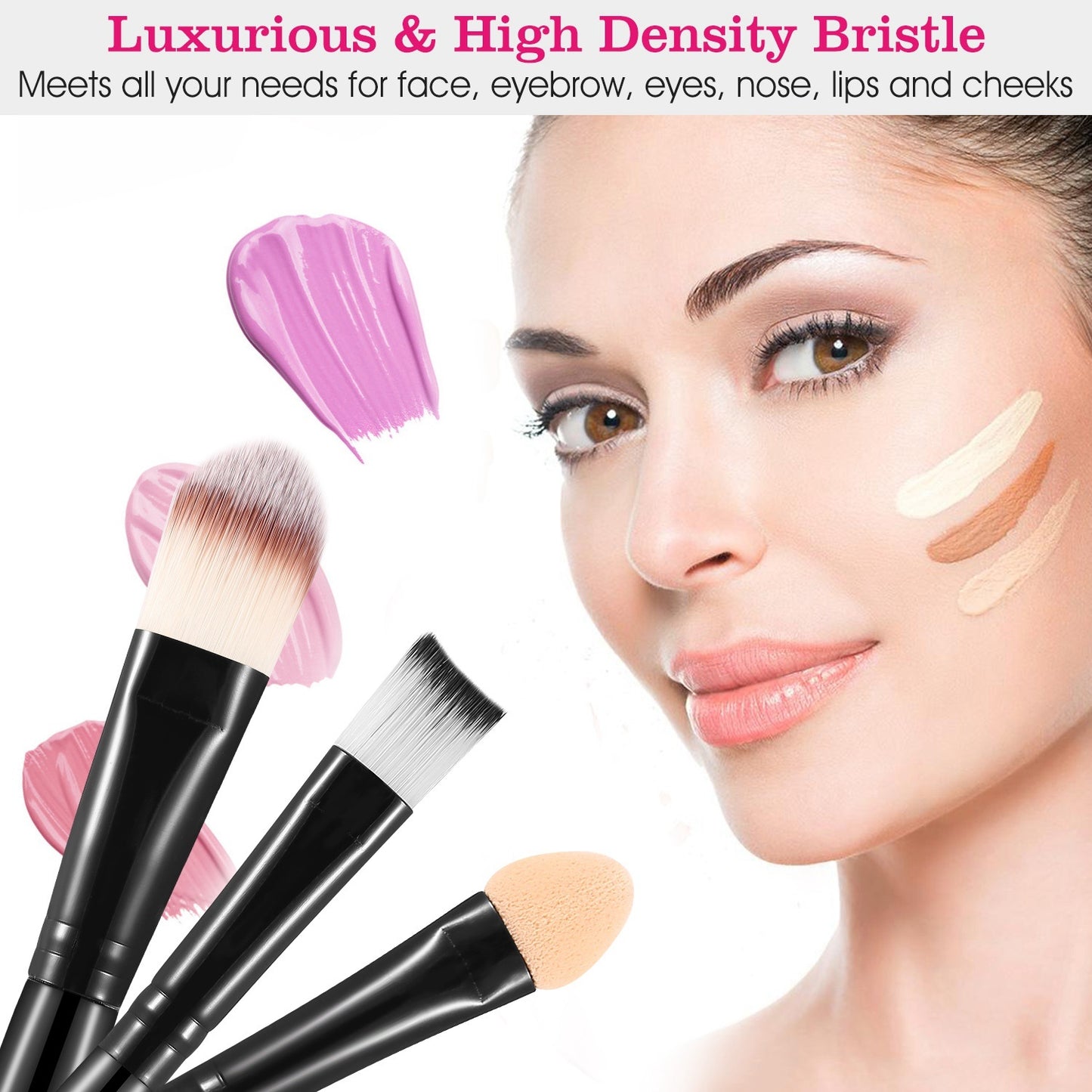20 pcs Makeup Brushes Set Eye Shadows Face Foundation Brushes Cruelty-Free Synthetic Fiber Bristles