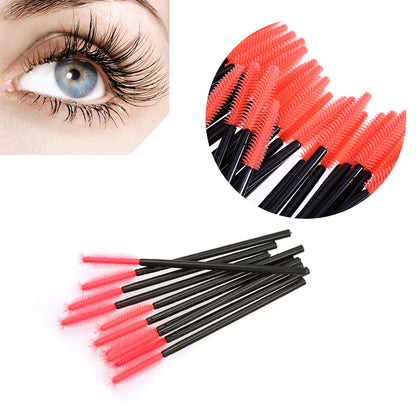 50pcs Disposable Eyelashes Brush Silicone Head Make Up Mascara Brush Kit